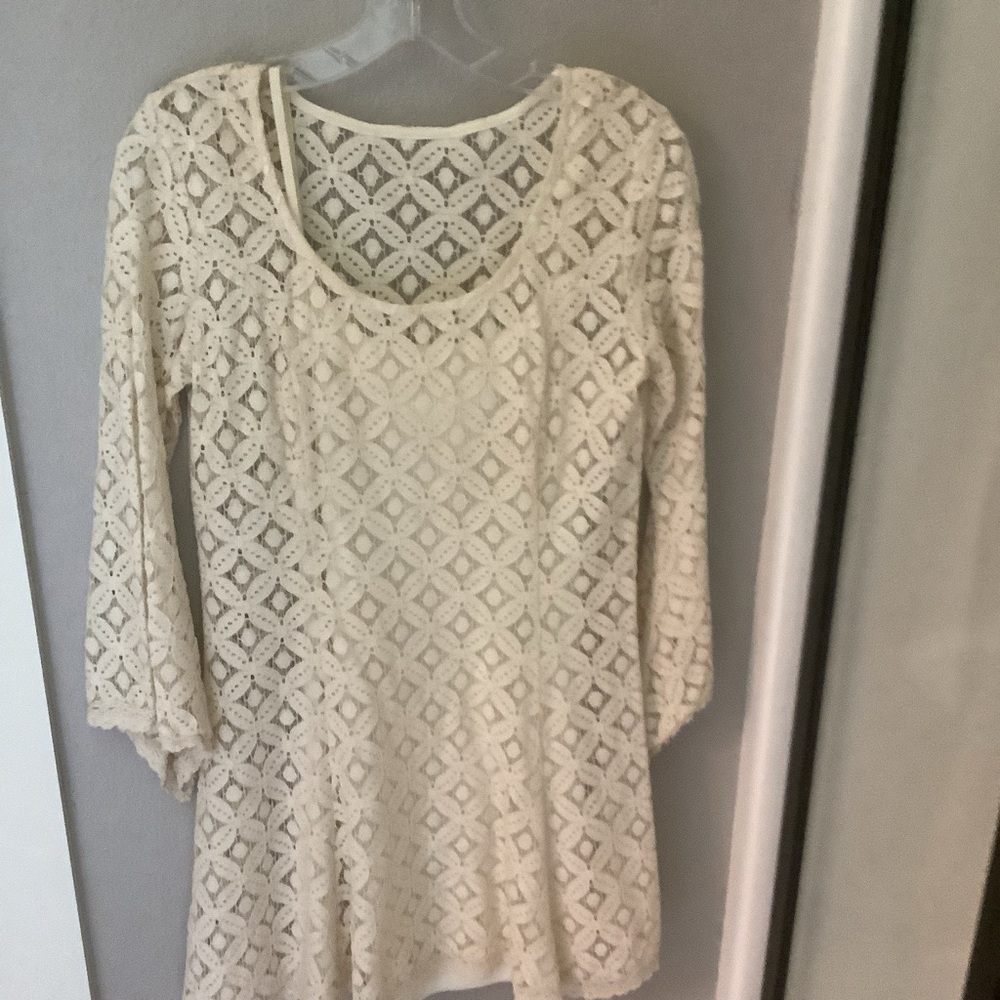 Elegant Cream Lace Women's Dress with ivory slip